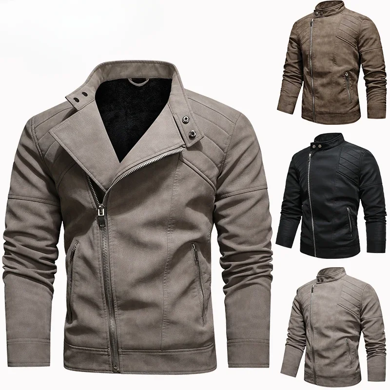 Jacket Men Coat Winter Leather Bomber Genuine Casual Brown Jackets Coats Faux Vintage Black Biker Windproof