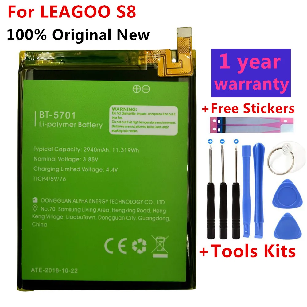 

100% Original New High Quality Battery 2940mAh For LEAGOO S8 S 8 BT-5701 BT5701 BT 5701 Batterie Batteries + Free Tools