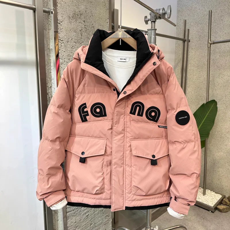 Новый зимний пуховик с капюшоном мужская модная брендовая утолщенная теплая