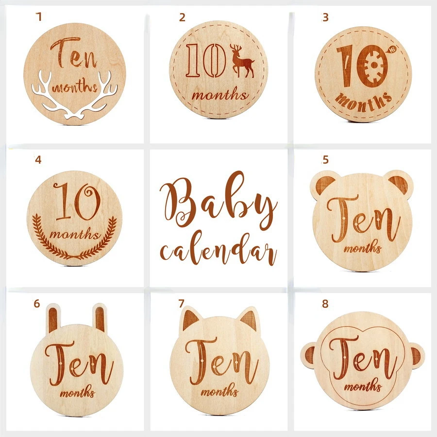 

Baby Photography Milestone Card Wooden Baby Month Card Birthday Anniversary Newborn Growth Wooden Photo Studio Props Accessories