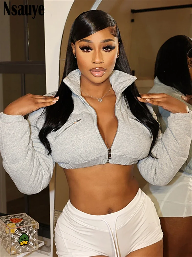 Повседневная облегающая мини-куртка Nsauye Y2K на молнии с высокой талией женская