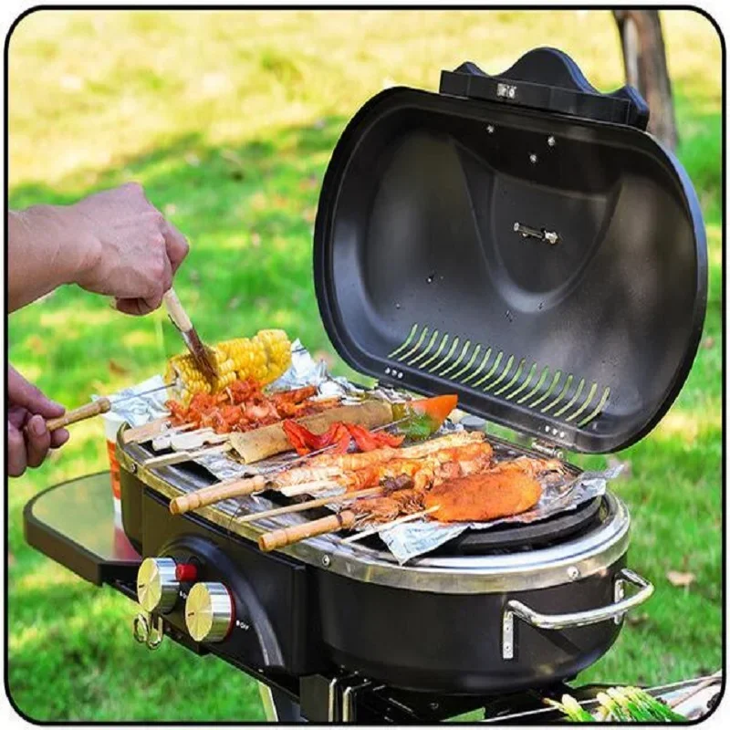 Встроенная портативная тележка для барбекю гриля уличная газовая плита кемпинга