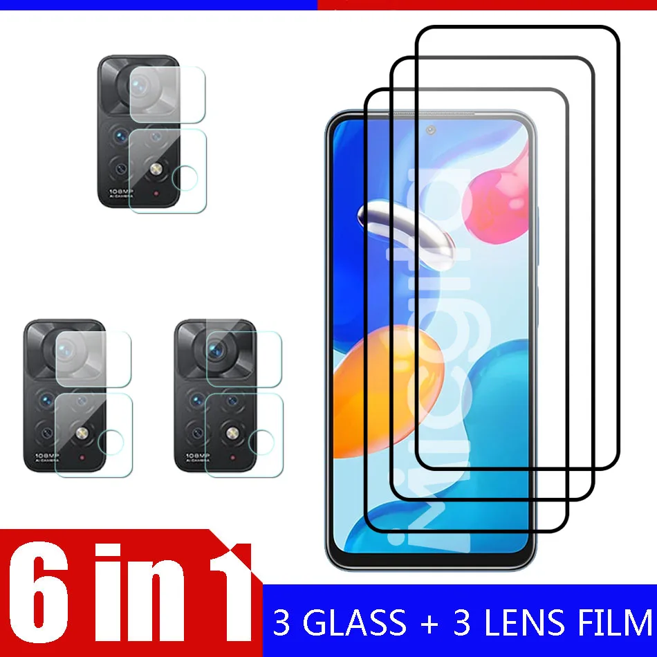 

6 in 1 Tempered Glass For Xiaomi Redmi Note 11 Pro Plus 5G Note 11T Screen Protector Camera Lens Film For Redmi Note 11S Glass
