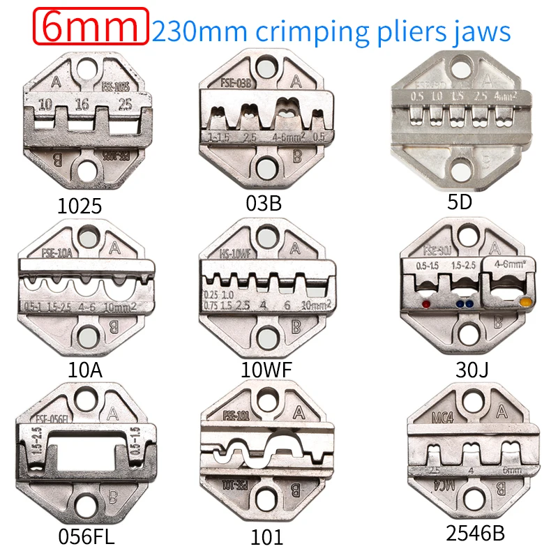 

230mm Crimp Tool Pliers Jaws, 30J/2546B/5D/10WF/101/03B/056FL/10A/1025 for Connector Terminal Crimp Tool Pliers Metal Alloy Jaws