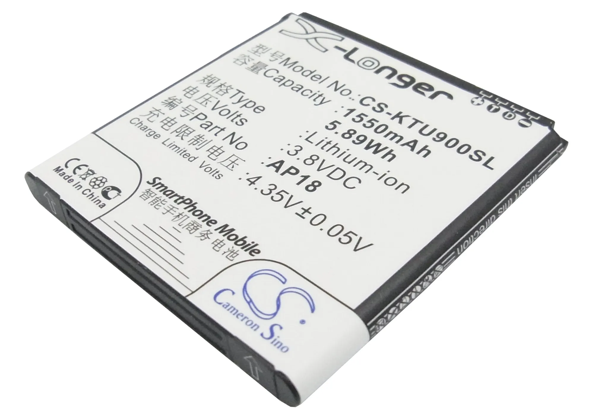 

Аккумулятор CS 1550 мА · ч/5,89 Вт · ч для K-Touch U9 AP18