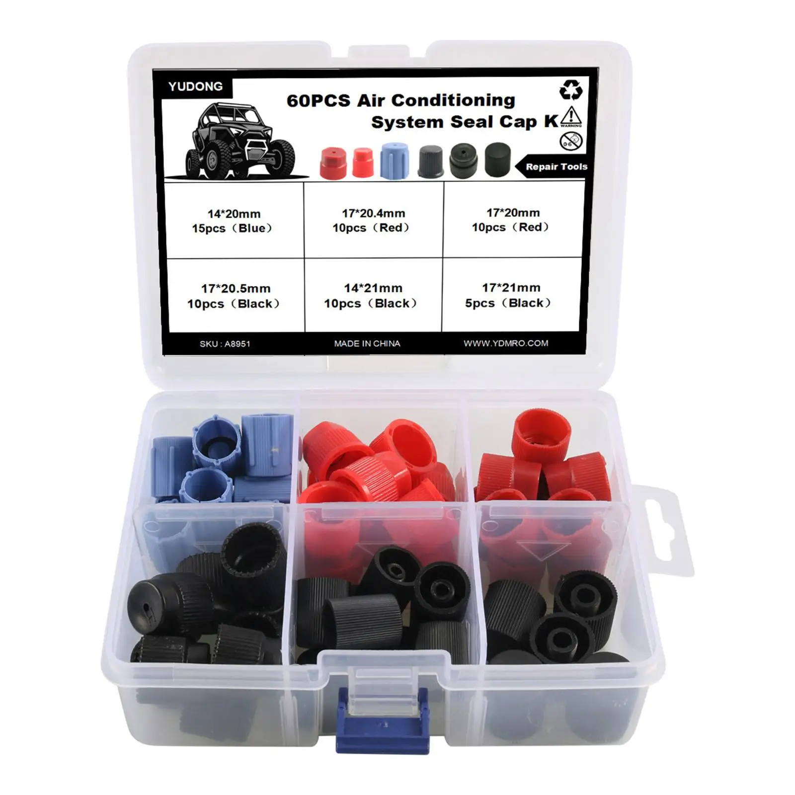 

60 Pieces Automotive Air Conditioner Valve Caps Air Valve Cap Dust Cover Set for Most Common Cars Air Conditioning Repairing