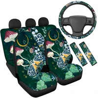 car seat covers mushroom butterfly floral print steering wheel cover fashion full set front rear seat cover soft seat belt cover