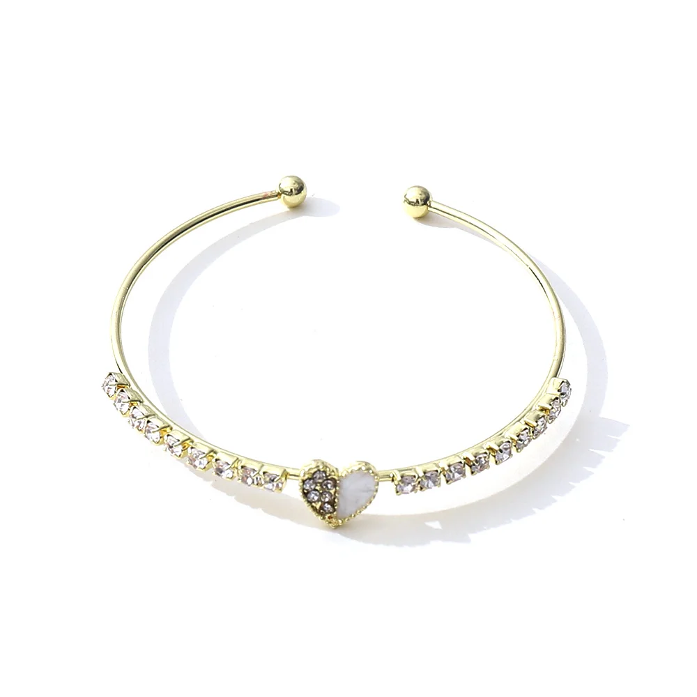 

Luxury Fashion Jewelry Bracelet Party Rhinestone Heart Bangles Adjustable Opening Bracelet Bangles For Women Girl Gift Design