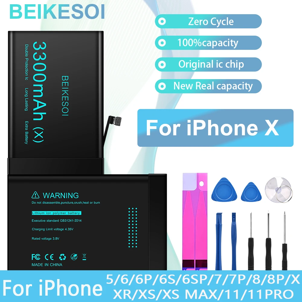 Аккумуляторная батарея BEIKESOI для iPhone X XS XR 11 Pro Max 12 Mini сменный аккумулятор большой