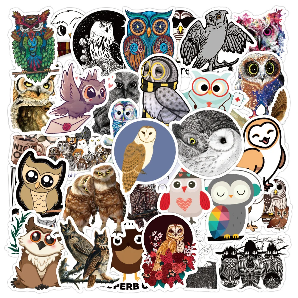 

10/30/50PCS Variety of Cute Cute Owl Cartoon Graffiti Stickers Car Trunk Water Cup Waterproof Stickers Wholesale