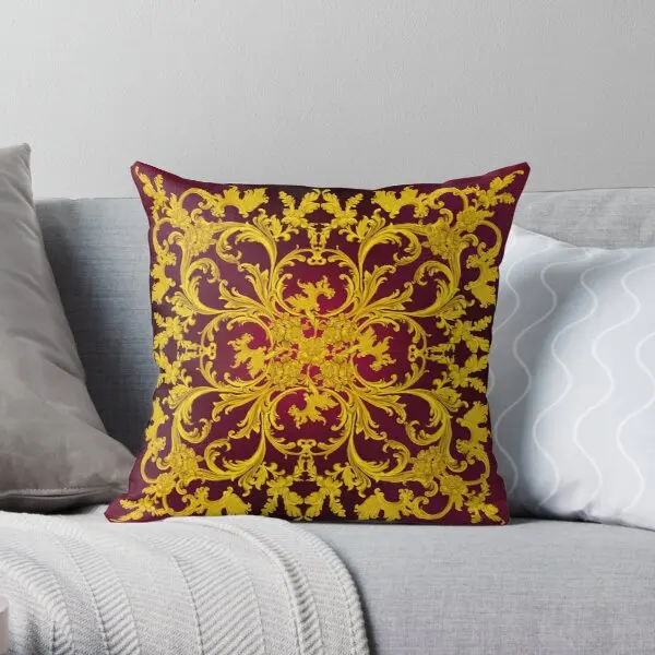 

Rococo Kaleidoscopic Burgundy And Gold P Printing Throw Pillow Cover Sofa Anime Comfort Decorative Cushion Pillows not include