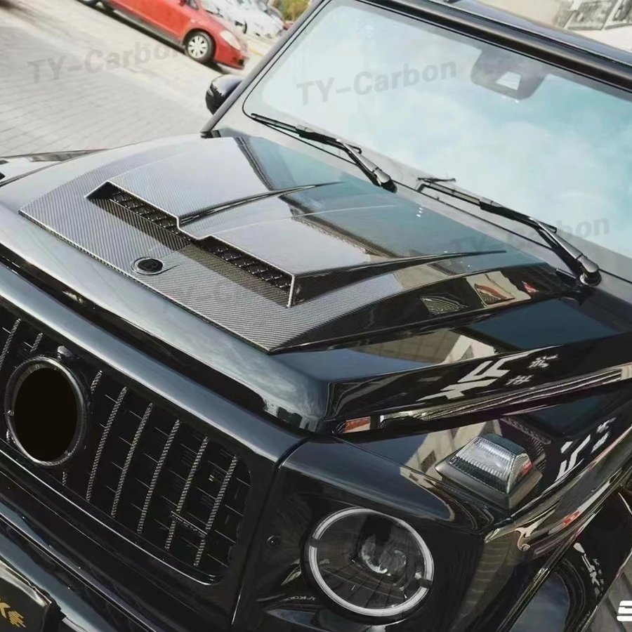 Фото Для Mercedes-Benz G class W463A W464 G500 G55 G63 G350 Настоящее углеродное волокно Высококачественная передняя крышка вентиляционного капота двигателя FRP 2019-2023 №5