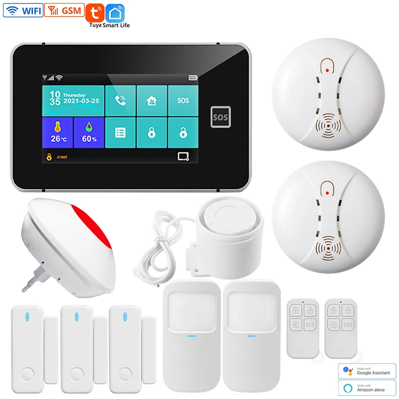 WiFi GSM Alarm System Tuya 4.3 Inch Color Touch TFT Screen Alarm System Smart Home Security  Burglar System 433MHz Door Sensor enlarge
