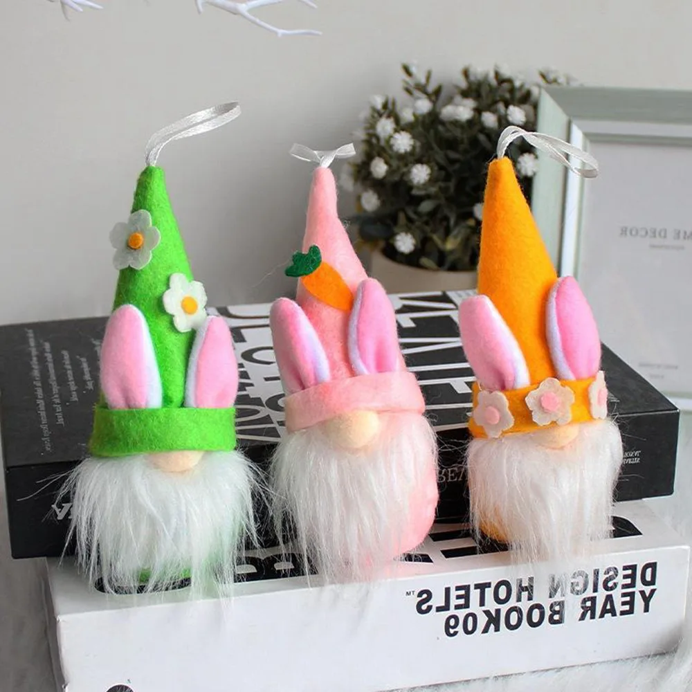

New Cute Easter Bunny Ornaments Faceless Dolls Bunny Ears Kids DIY Happy Easter Party Decoration for Home Valentines Day Gifts