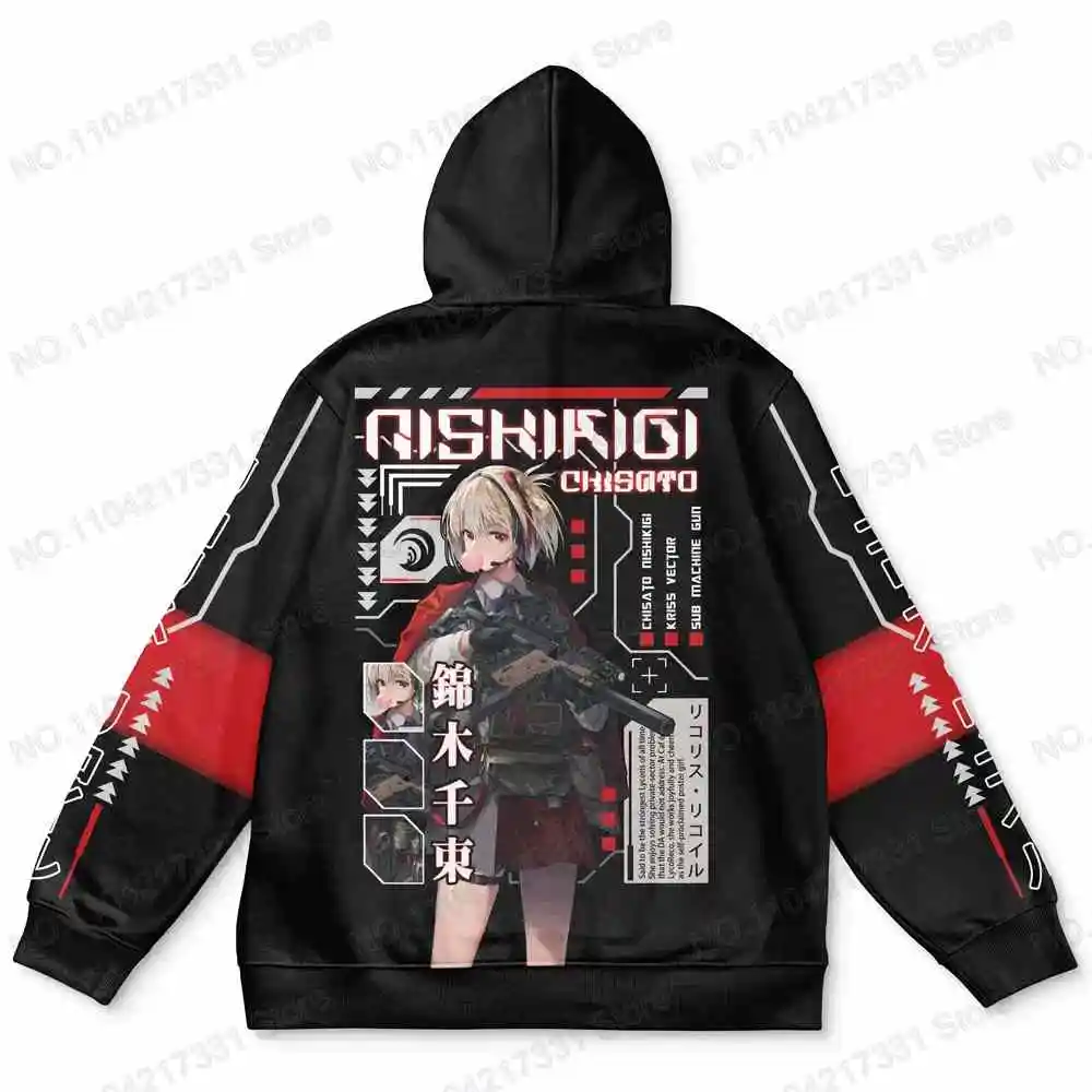 Теплая Lycoris Recoil модная уличная одежда в стиле хип-хоп Y2K Harajuku толстовка с