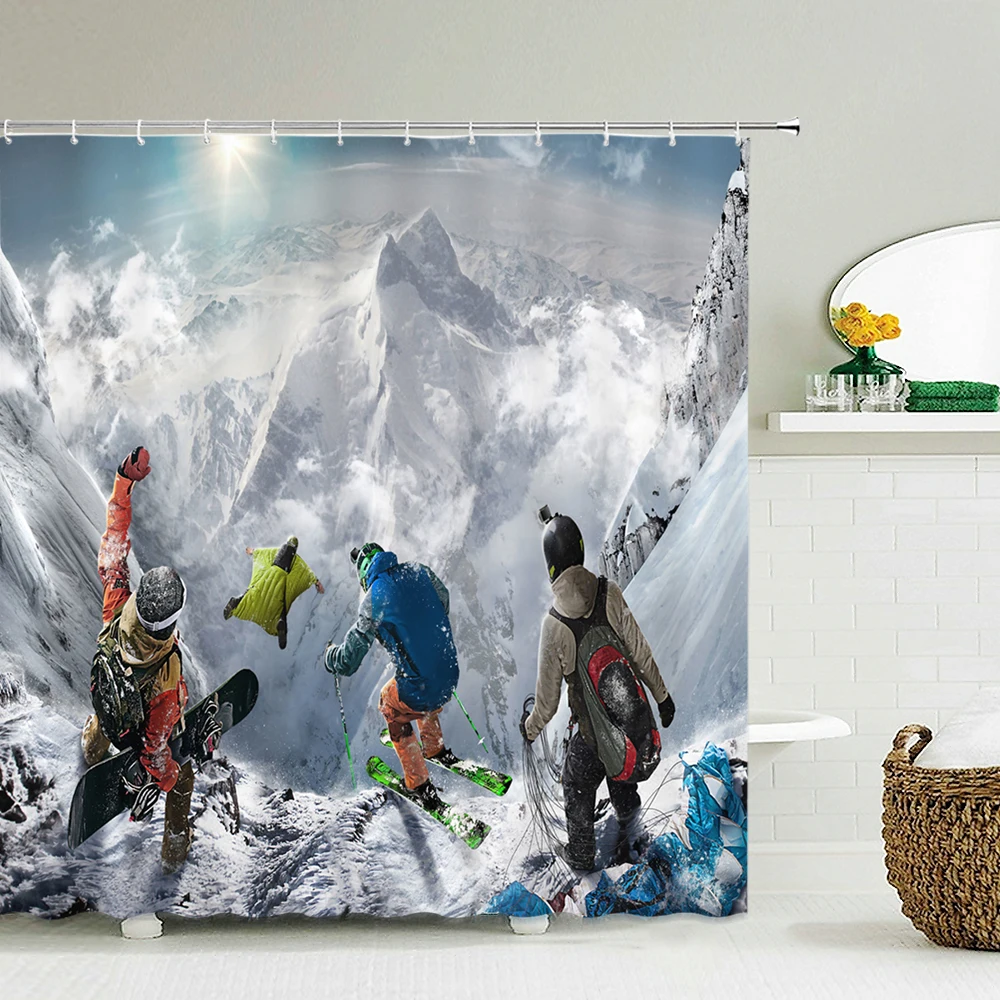 

Nature Winter Snow Shower Curtain Bathtub Screen Partition Waterproof Curtain Minimalist Home Decor Cortinas De Ducha