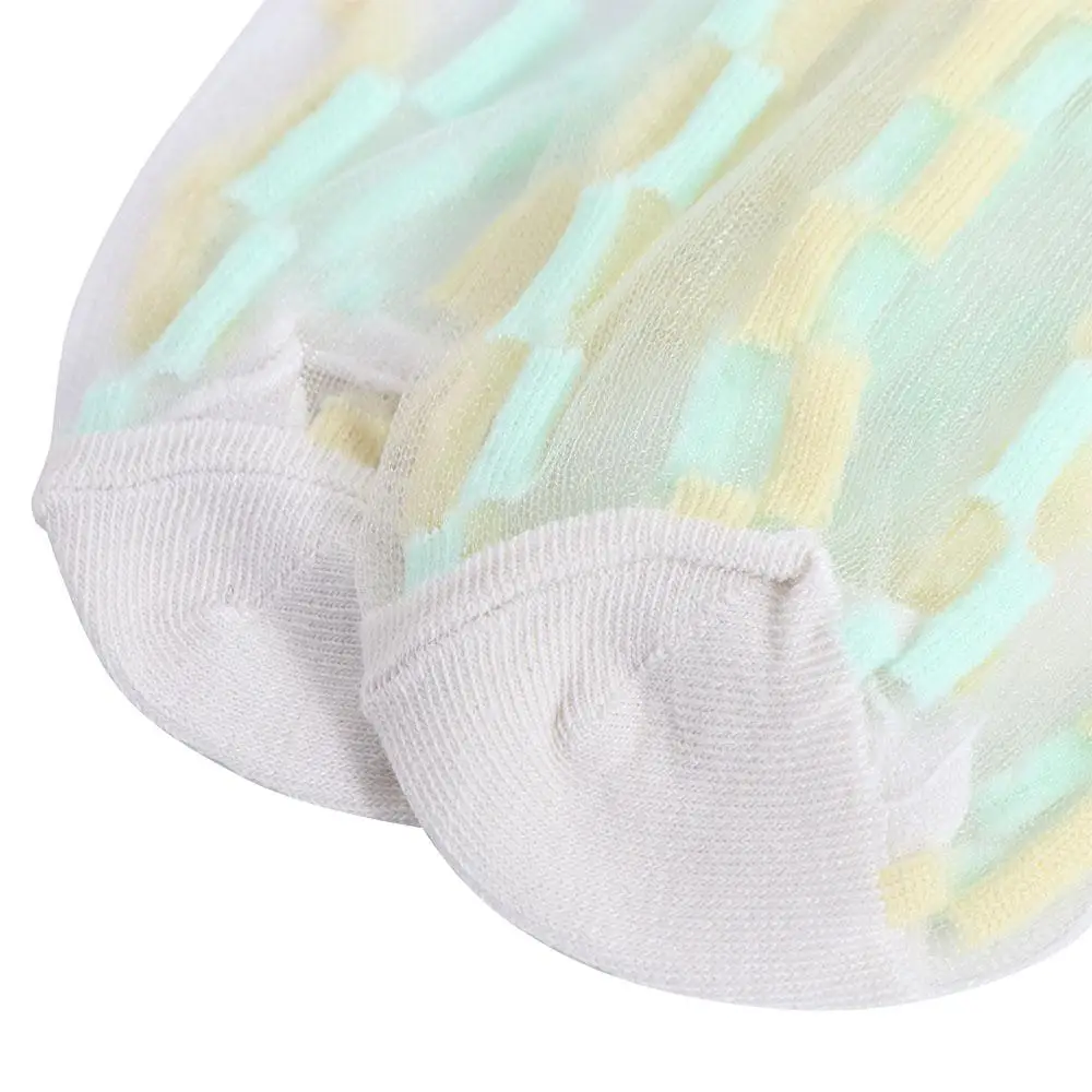 Сетчатые стеклянные шелковые кружевные прозрачные носки Cloud Love Heart Crystal Silk Stripe Mid