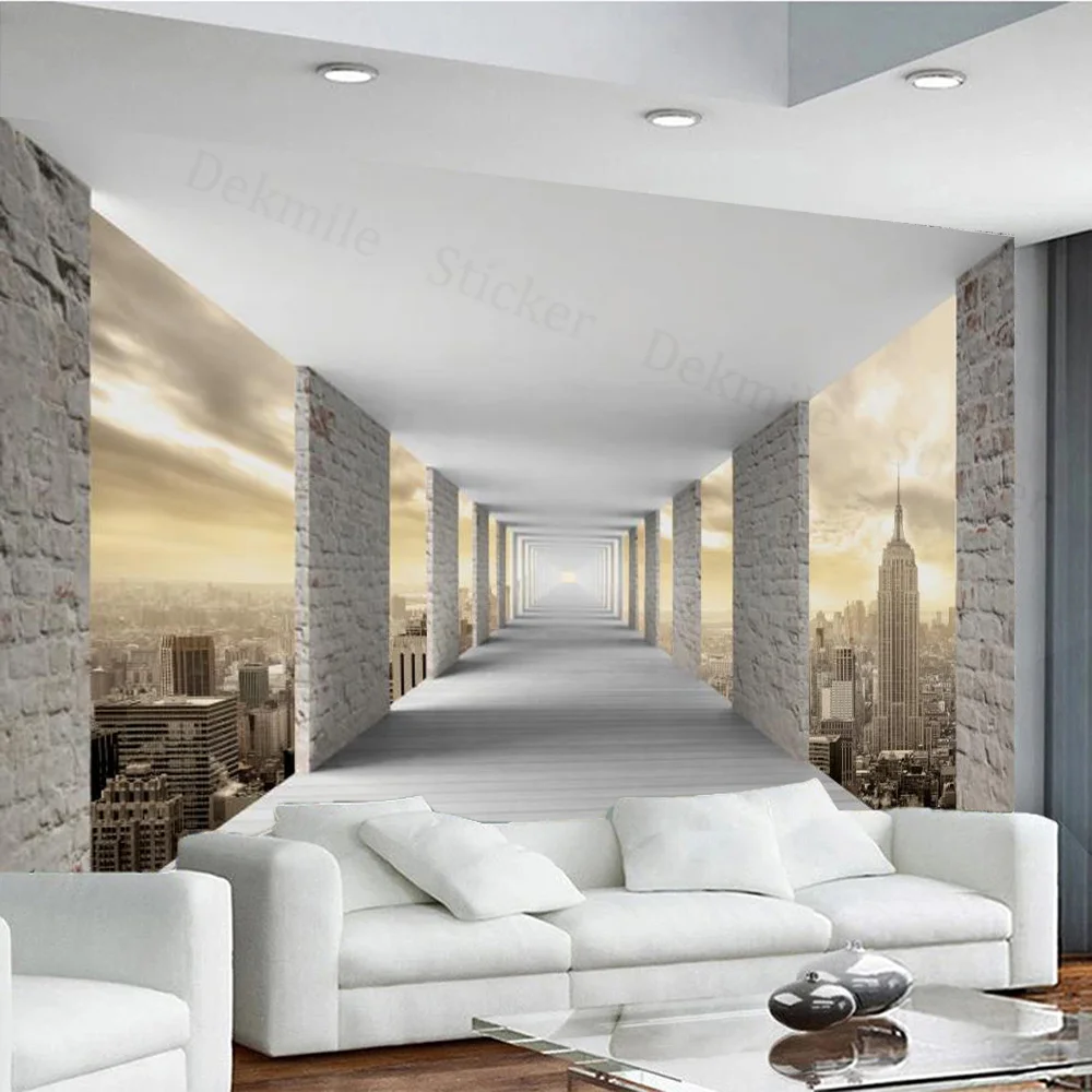 

Custom Mural Wallpaper 3D View White Corridor City Building Scenery Wall Painting Living Room TV Sofa Study Classic Home Decor