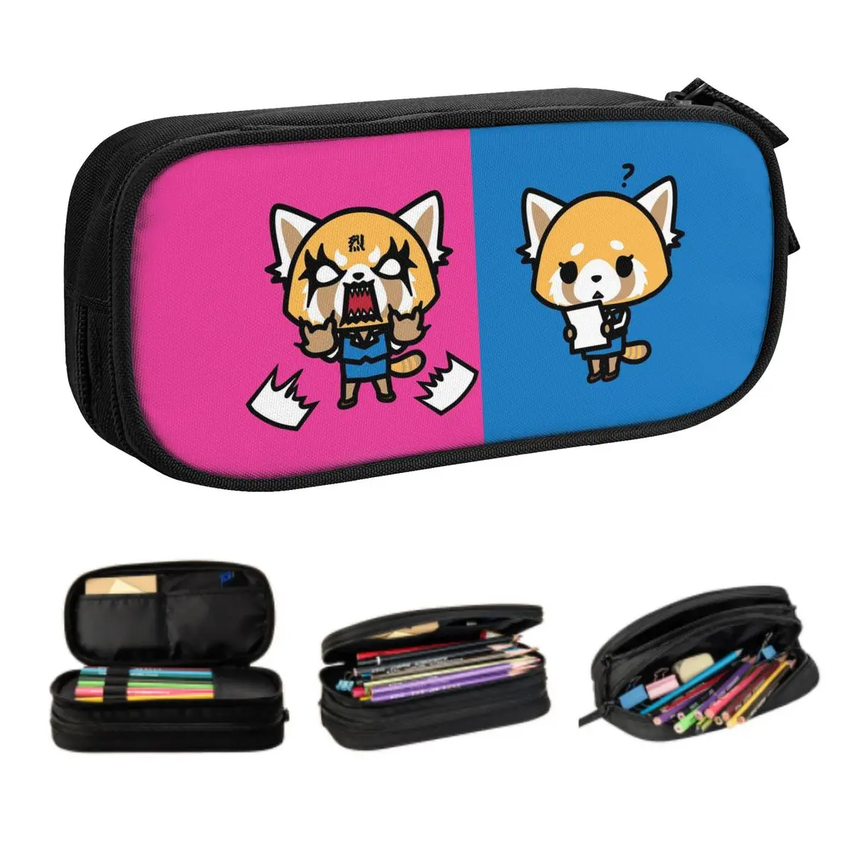 Школьный карандаш Aggretsuko Fenneko для мальчиков и девочек, вместительный агрессивный Аниме пенал Retsuko, студенческие канцелярские принадлежности