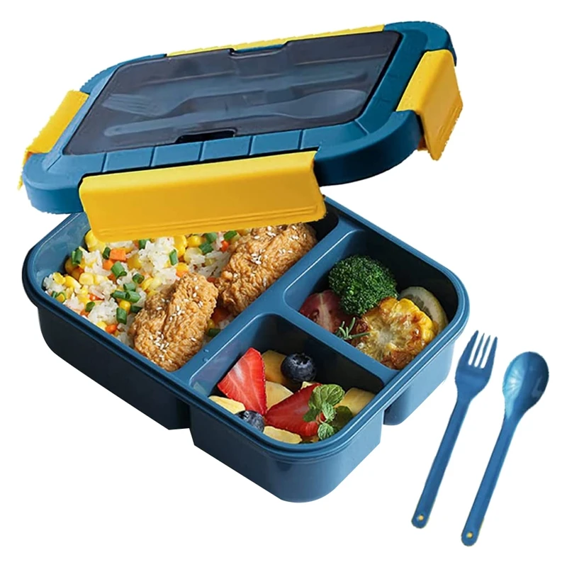 

Bento Boxes For Adults - Lunch Box For Kids Childrens With Spoon & Fork - Durable For On-The-Go Meal, BPA-Free