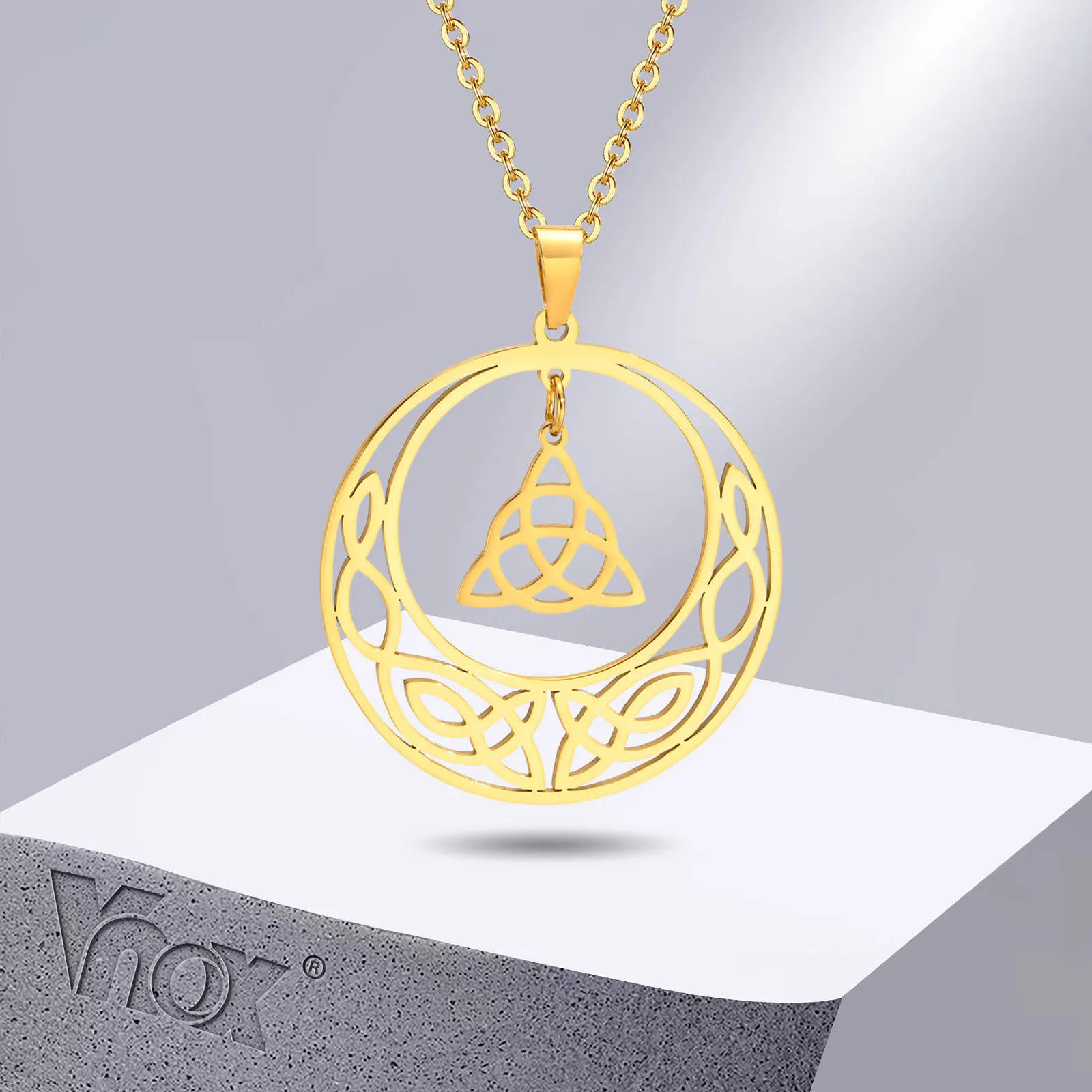 

Vnox Celtics Knot Stainless Steel Neckalces for Men,Casual Geometric Irish Knot Pendant Collar Gifts Jewelry