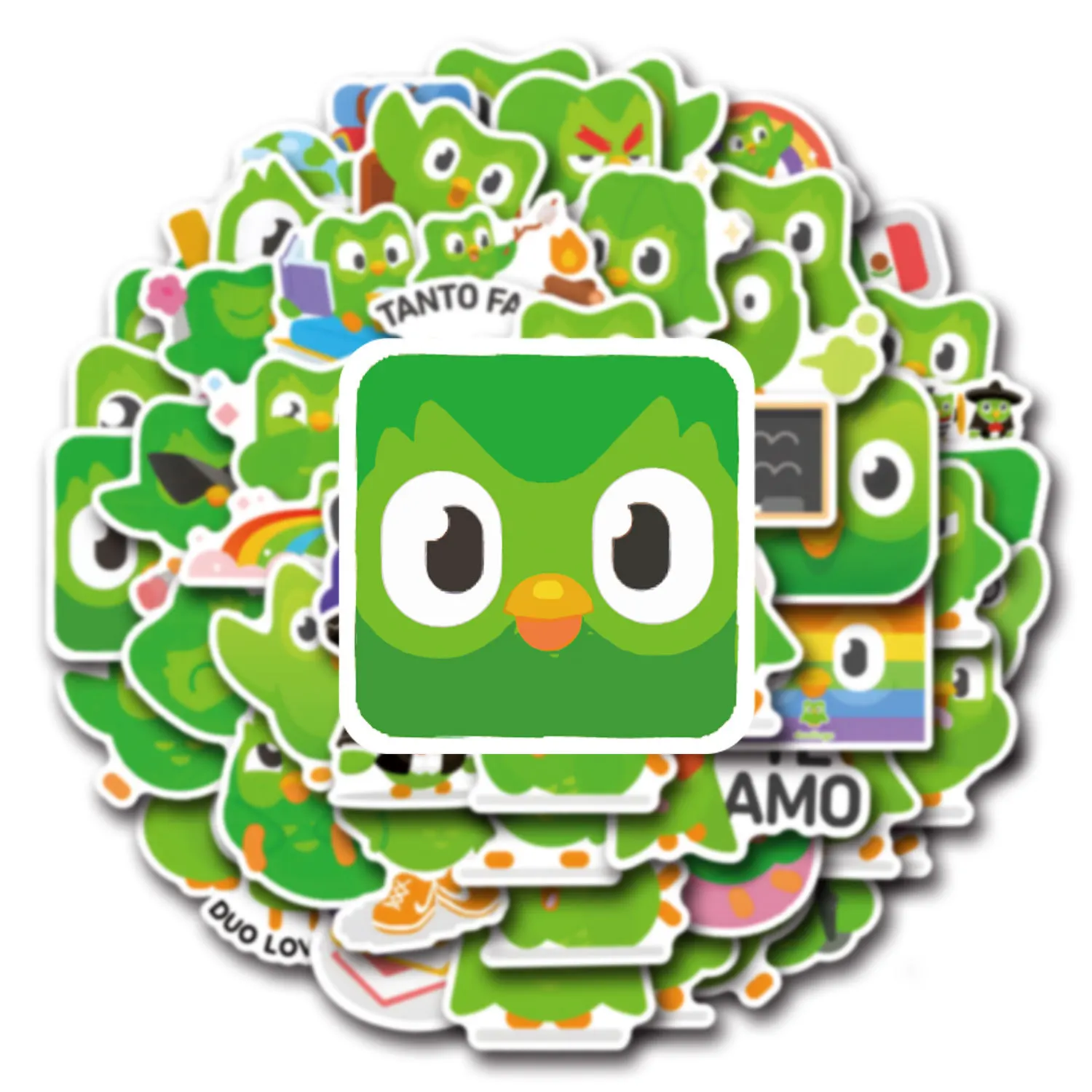 10/30/55 шт. Duolingo обучающее программное обеспечение зеленая птица наклейки