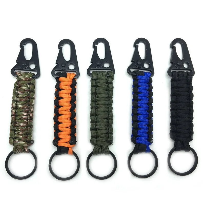 

1Pcs Outdoor Keychain Ring Camping Carabiner Military Paracord Cord Rope Camping Survival Kit Emergency Knot Bottle Opener Tools