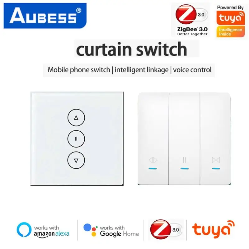 Умный переключатель для штор Tuya ZigBee настенный сенсорный/кнопочный выключатель с