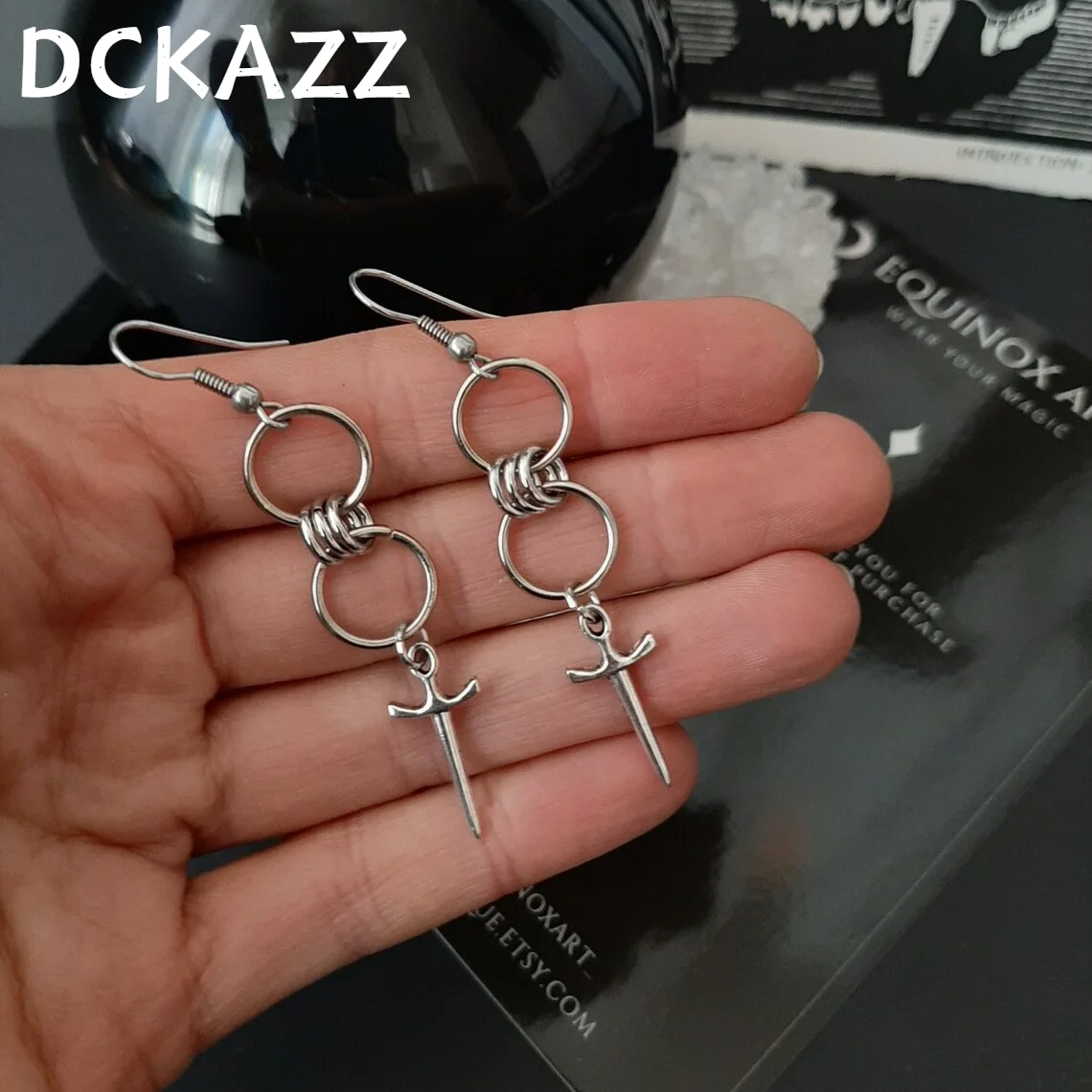 Мини-серьги-цепочки DCKAZZ с кинжалом модное кольцо минималистского дизайна