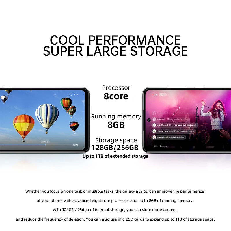Samsung Galaxy A52 5G A5260 Unlocked Cell Phone 6.5 Inches 6GB RAM 128GB ROM Dual Sim Octa-core 64MP Camera Android Smartphone