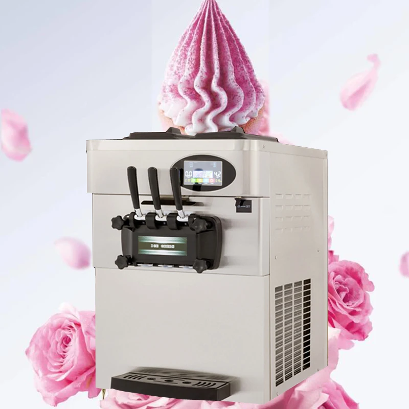 

Automatic digital display soft ice cream machine desktop 2+1 Flavors ice cream machine bar 2200W ice cream machine