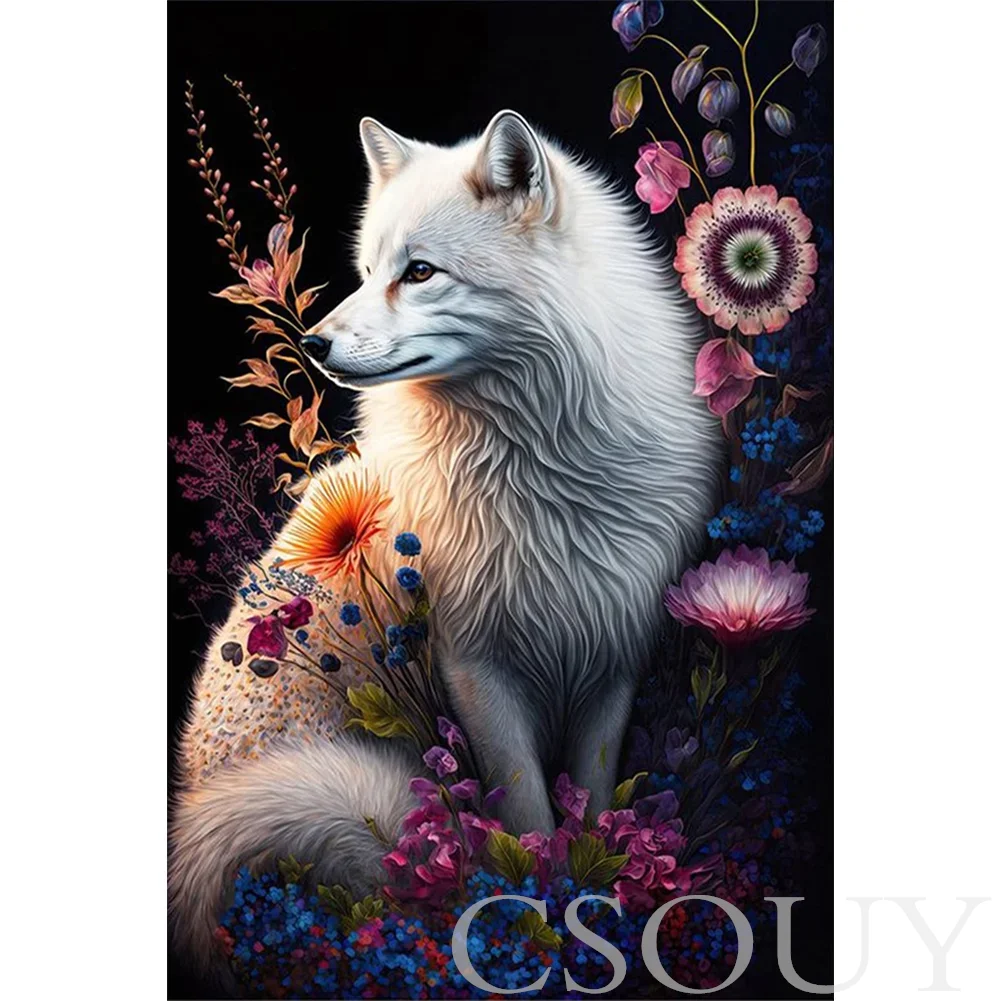 

Кристаллическая полноразмерная алмазная живопись AB Diy, вышивка с изображением белого волка, мозаика для домашнего декора, картины для рукоделия, подарок