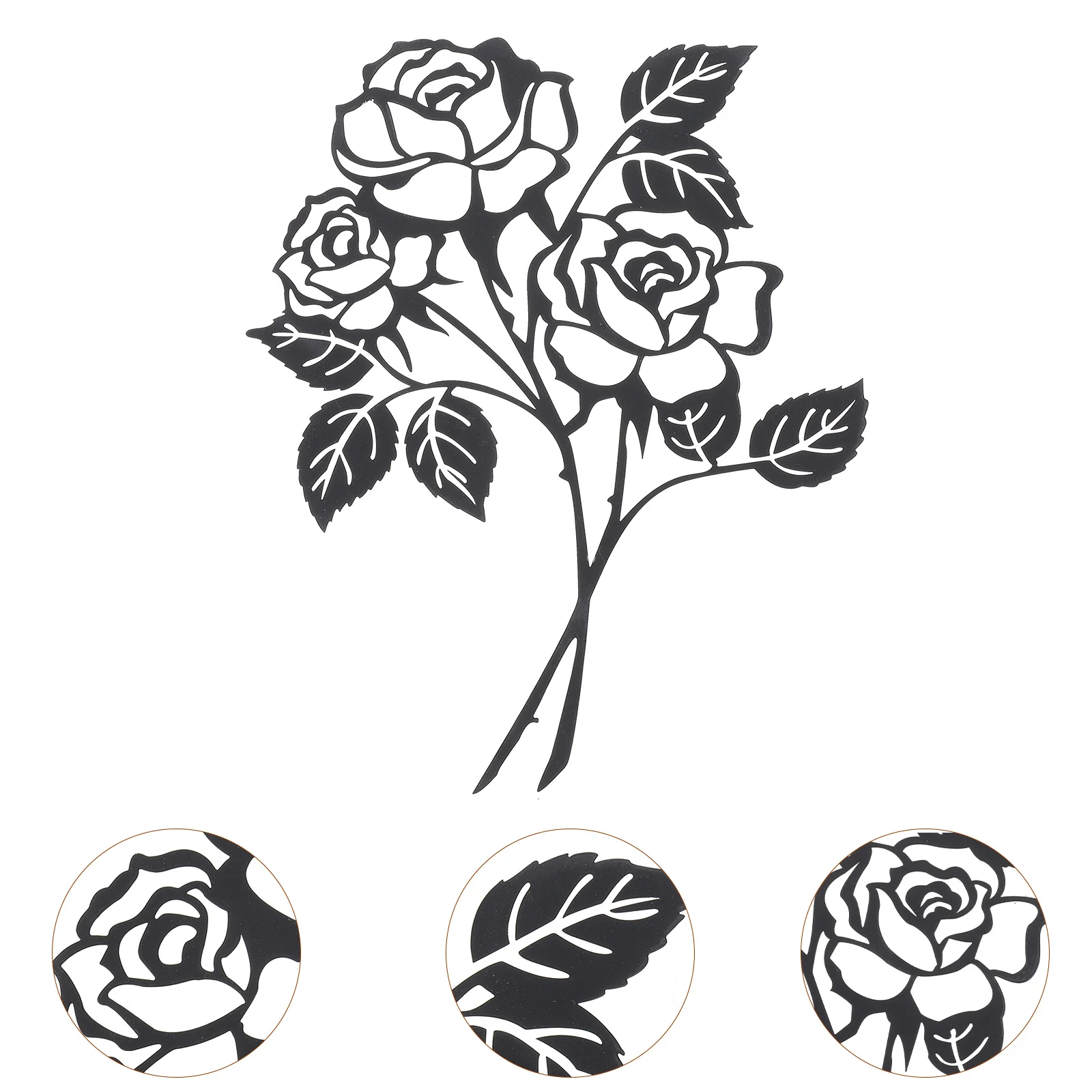 

Wallflower Decor Rose Metal Sculpture Hanging Garden Black 3D Hangings Artificial Vintage Silhouette Minimalism