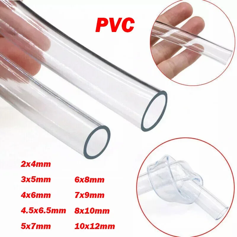 

Прозрачная пластиковая трубка из ПВХ, 2/5/10 метров, внешний диаметр 2-10 мм, 4-12 мм