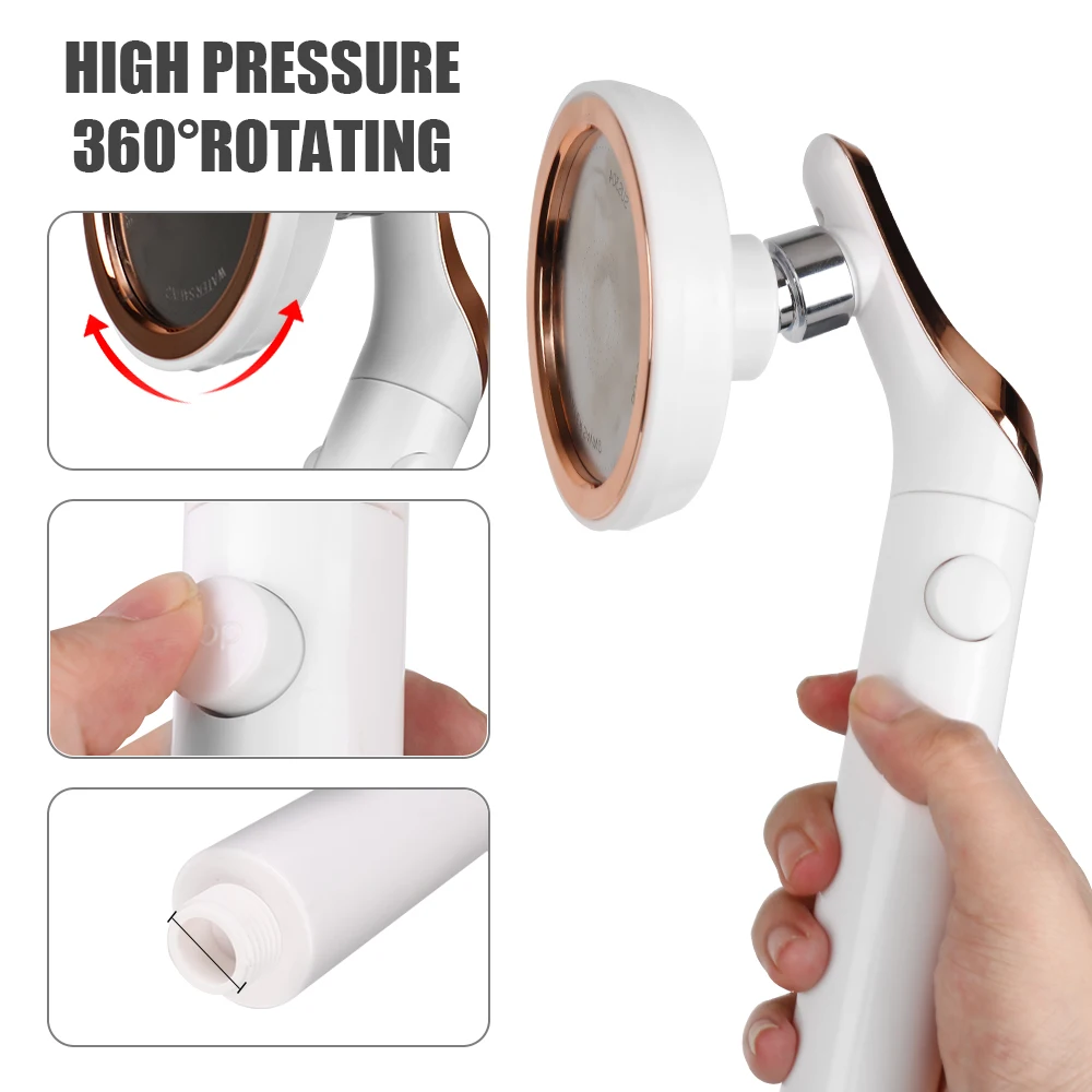 

One Button To Stop Water Shower Head Adjustable Eco Shower Bathroom Accessories Round Big Rainfall Sprayer High Pressure