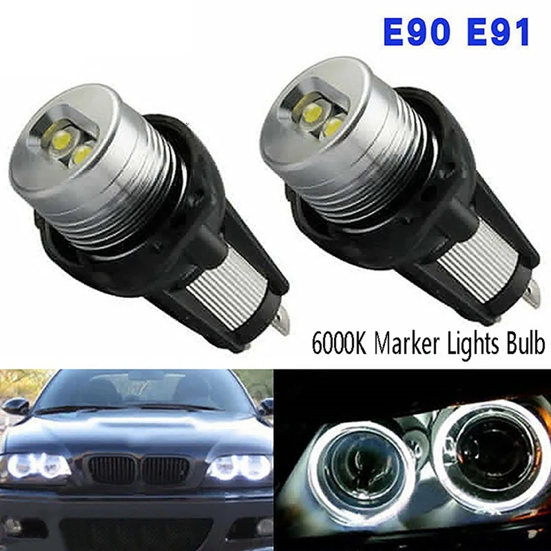 

1Pair 6000K Marker Lights Bulb Error Free Angel Eyes Halo LED For-BMW 3 E90 E91