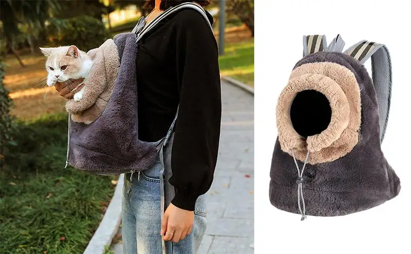 

Портативная нагрудная сумка для кошки, разноцветный рюкзак для домашних животных, мягкий теплый плюшевый ранец для собак, дорожные аксессуары
