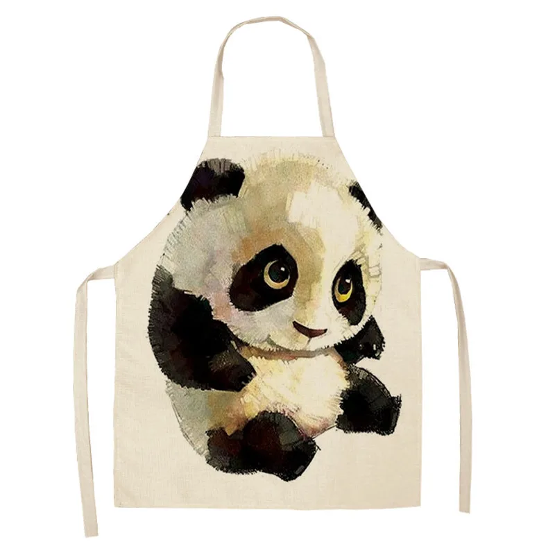 

Panda Pattern Kitchen Apron Faprons for Women Sleeveless Cotton Linen Aprons Home Cooking Accessories Baking Bibs Cleaning Tools