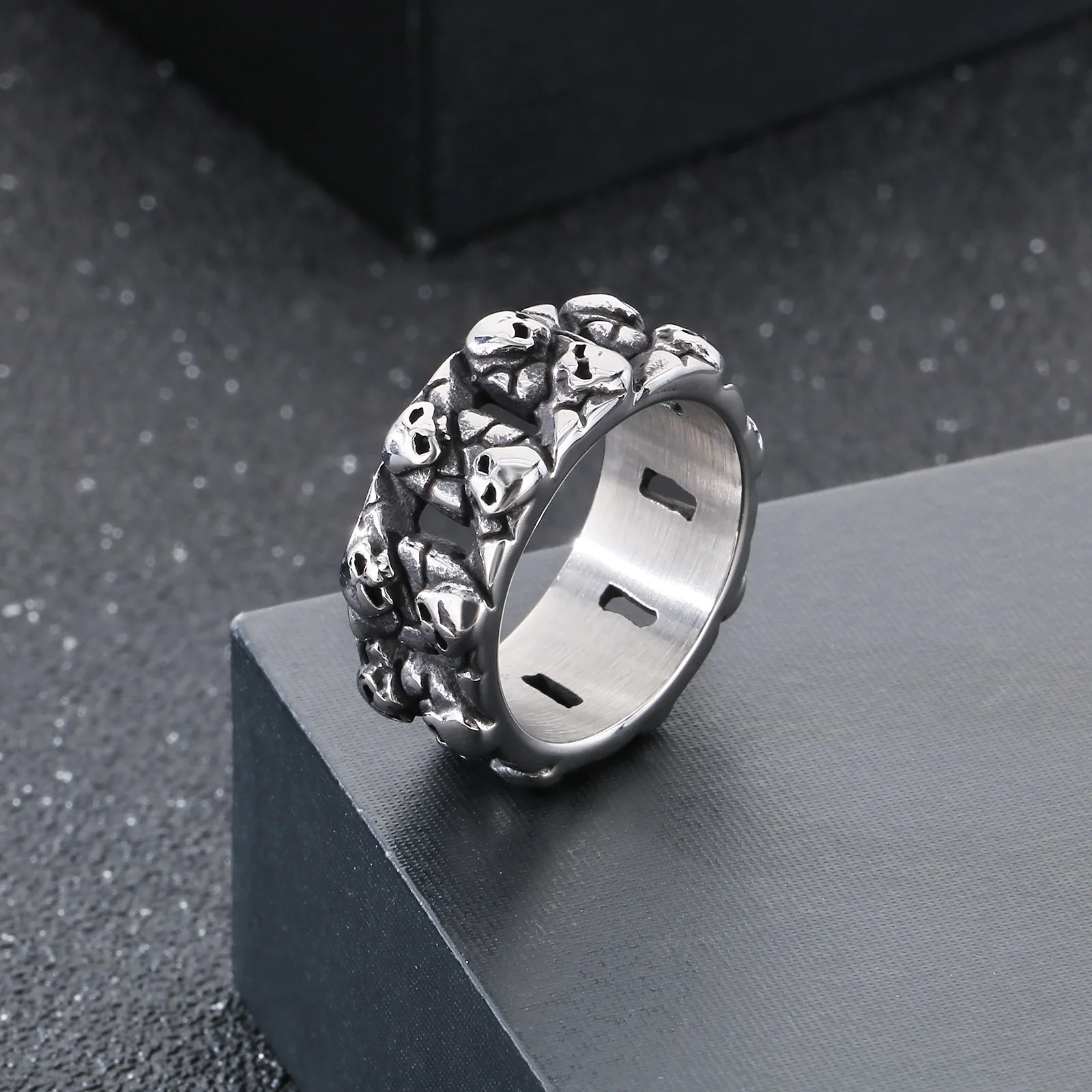 Fongten геометрический череп из нержавеющей стали мужское кольцо металлический