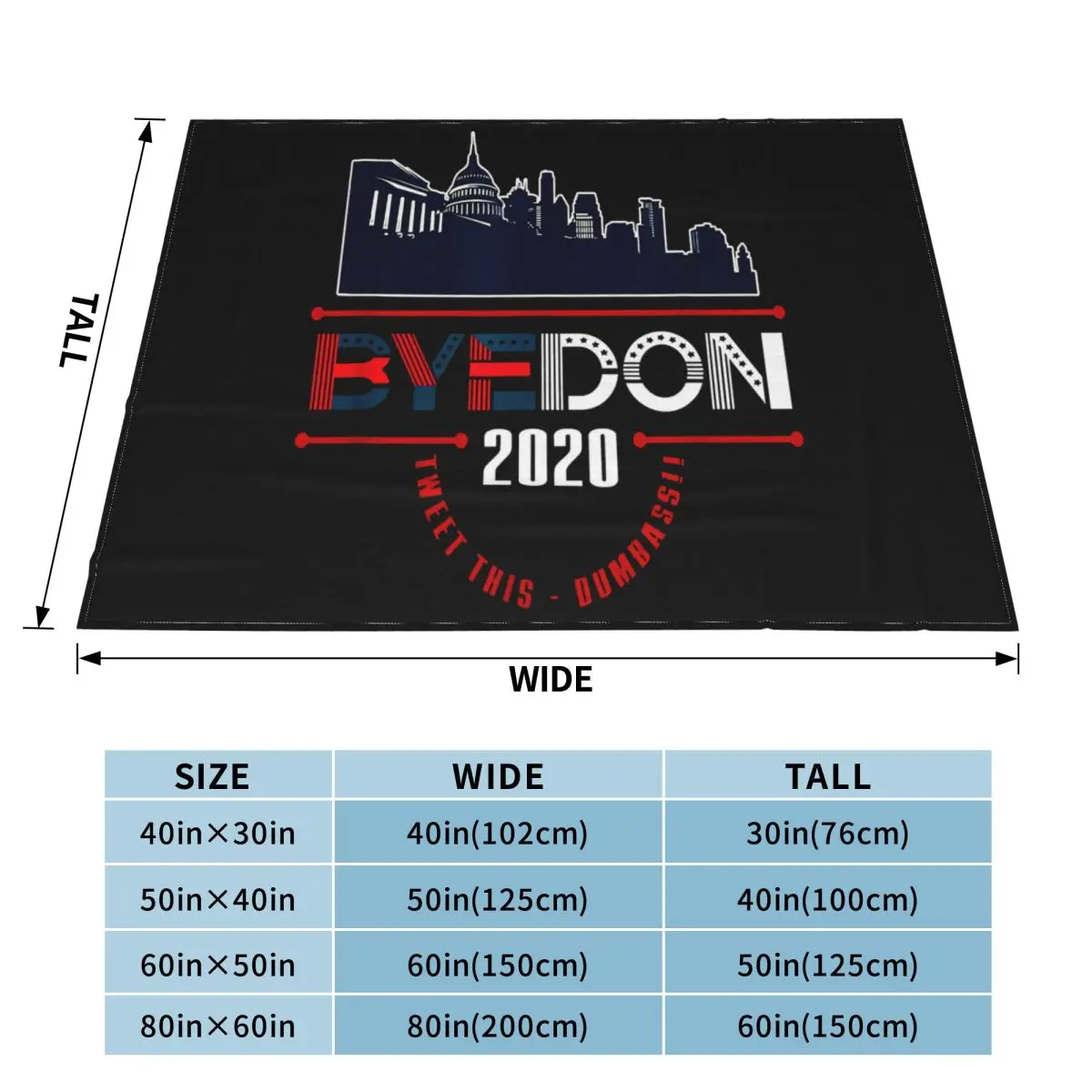 Мужское простое одеяло с принтом Funny Byedon 2020 Against Trump Vote Joe Biden For President