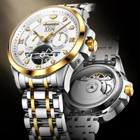 jsdun luxury watches automatic mechanical watch men 50m waterproof stainless steel original sapphire mirror skeleton male watch