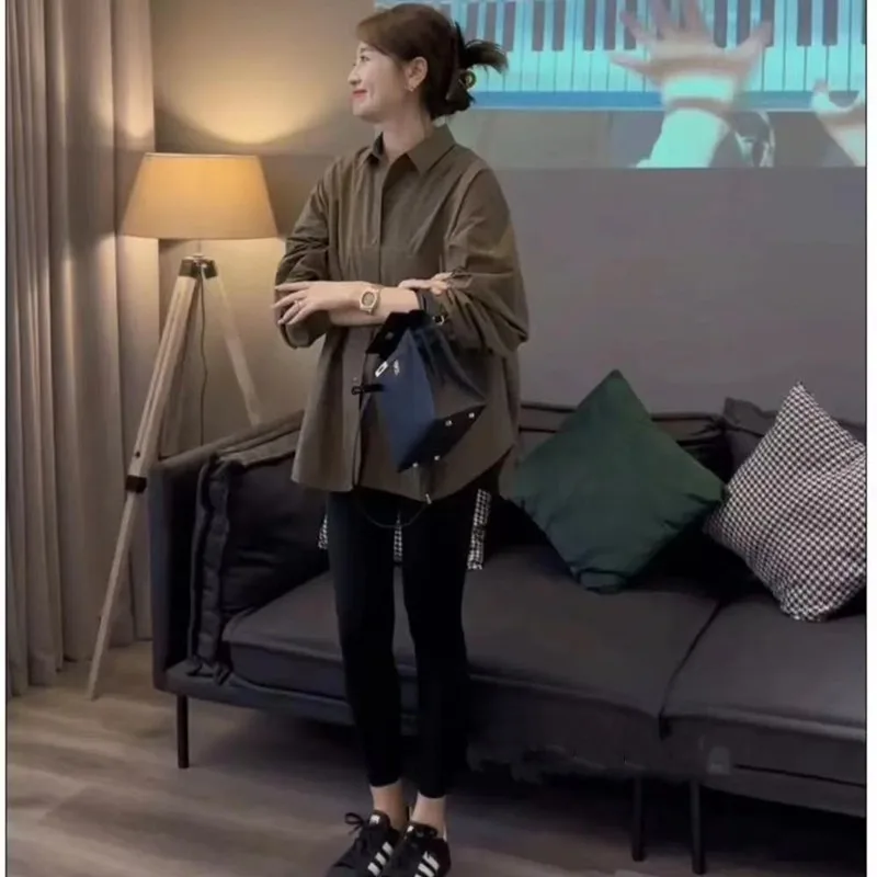 Японская и корейская свободная повседневная однотонная женская большая версия