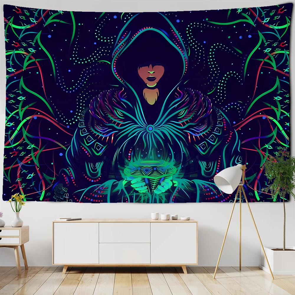 

Art Hand-painted Prayer Blessings Tapestry Wall Hanging Tapestries Bedroom Bedspread Room Decor Aesthetic Decor Boho