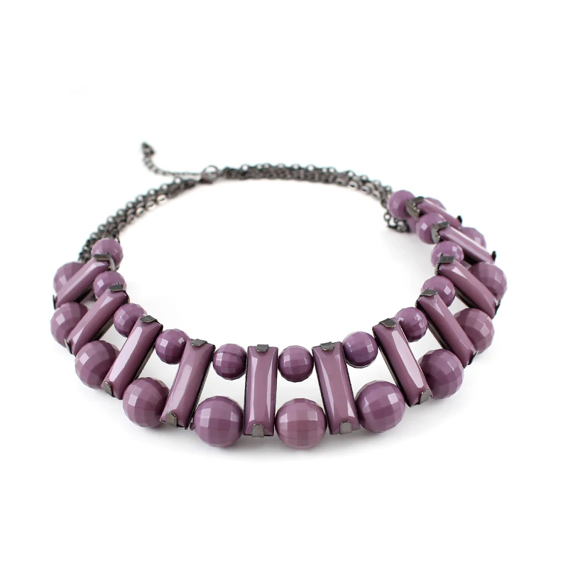 

Classic Big Statement Fuchsia Purple Acrylic Beaded Chain Short Choker Necklace For Women Collar Clavicle Chain Necklaces