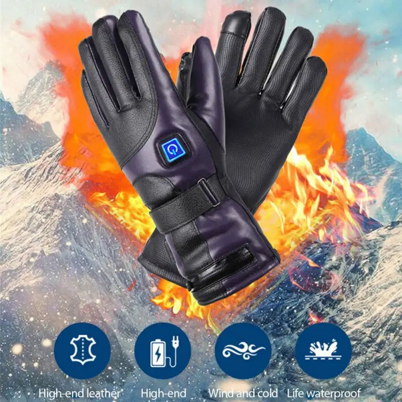 

Перчатки с электрическим подогревом, теплые зимние теплые лыжные перчатки с сенсорным экраном, аккумуляторные Водонепроницаемые зимние искусственные перчатки