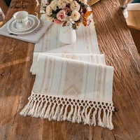 cotton linen table runners handmade woven table runner with tassel tablecloth dinner table tv cabinet decor table flag