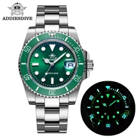 addies dive men 200m diving series watch green quartz watch calendar display stainless steel strap super luminous watches