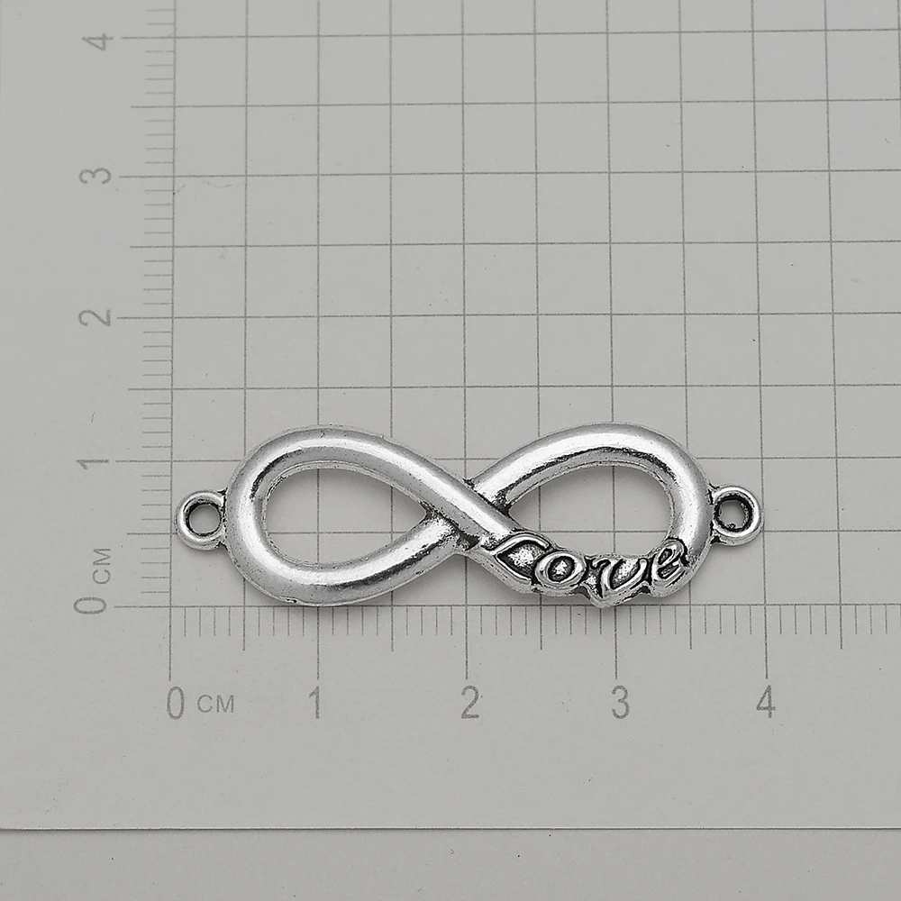 7 шт./лот 13x40 мм Античное серебряное покрытие Бесконечность любовь соединитель