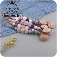 kissteether new baby comfort beech wood clip pacifier chain creative wood star anise bites silicone molars to prevent the chain