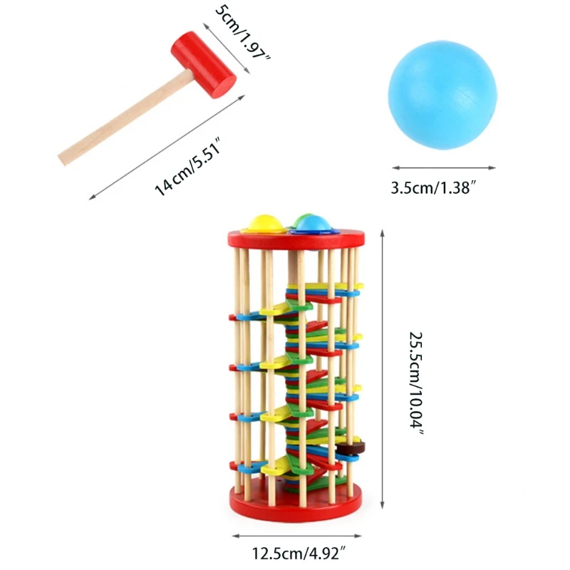 

Pound Roll Tower Developmental Toy Classic Pounding Bright-Colored Pieces Durable Construction Great Gift for Girls Boys